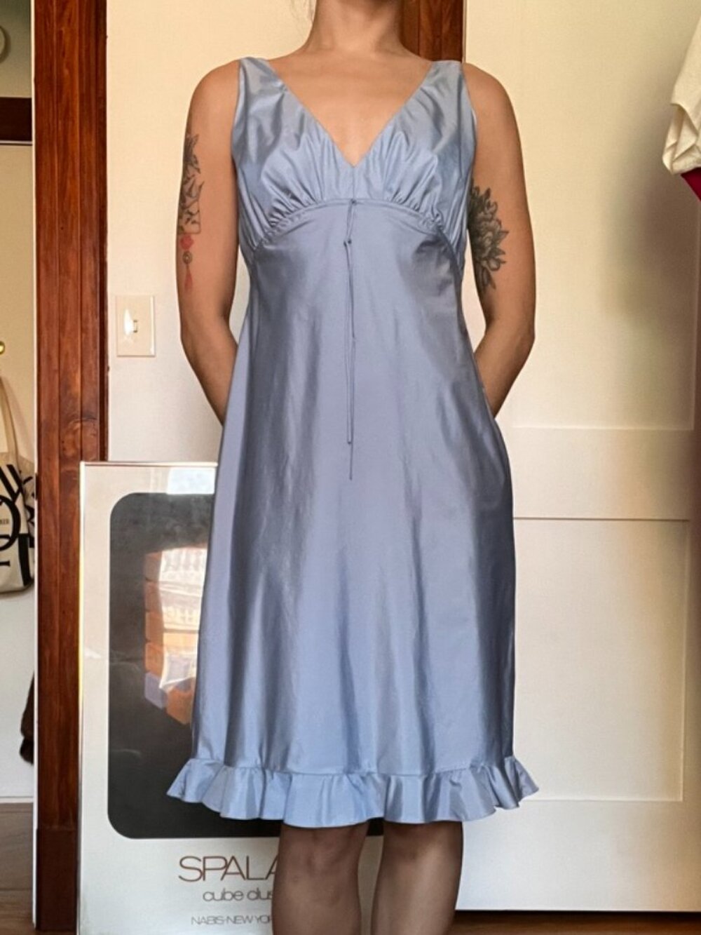 Tahari Blue Satin Dress